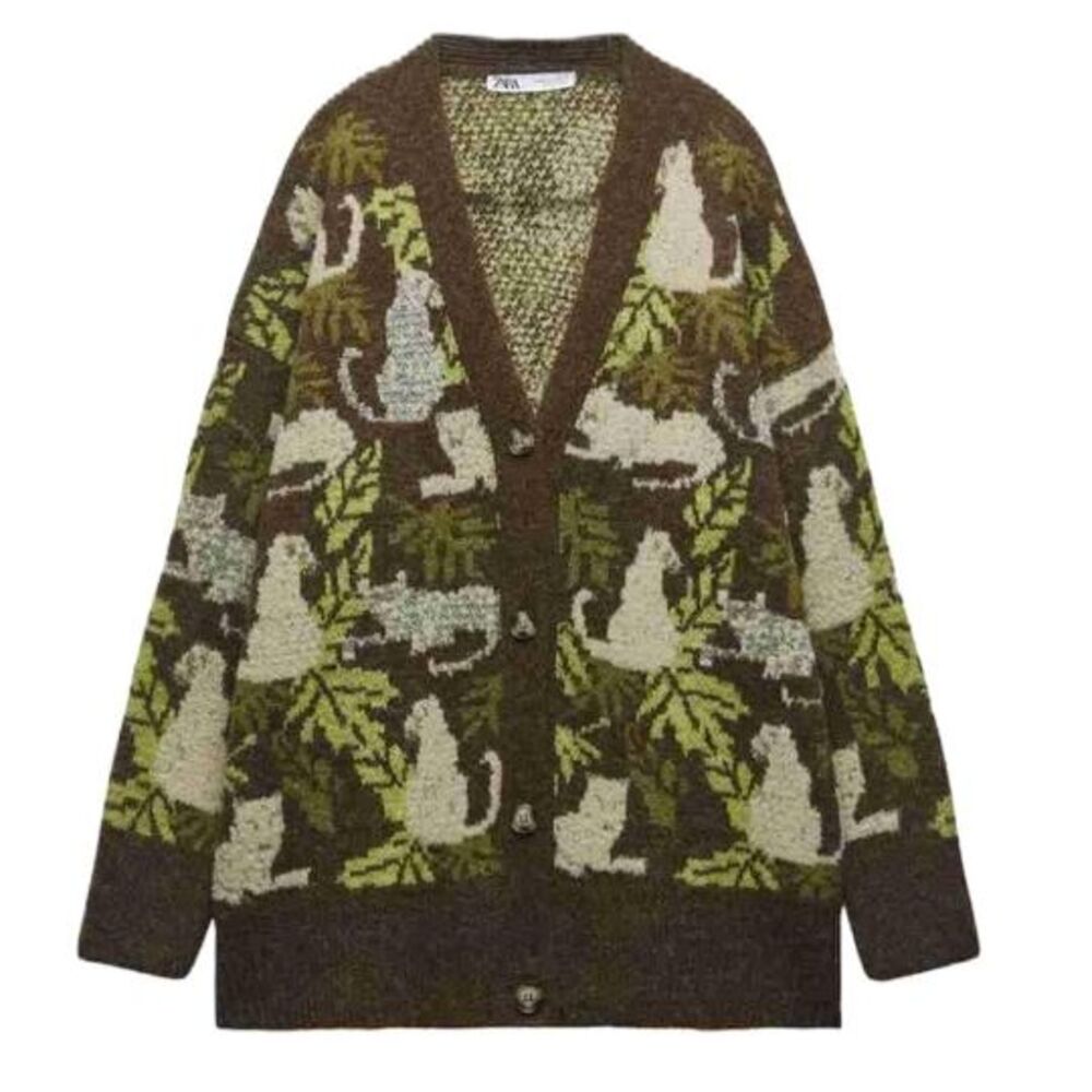 NEW with tags Zara Tropical Jaquard Cardigan Womens Size L